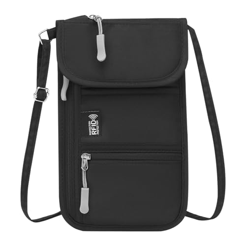 Generisch Bolsa para pasaporte – Bolsa para documentos de pasaporte – Antirrobo Soporte para documentos Tarjetero para uso diario Senderismo Vacaciones Viaje de un día Camping Teléfono móvil