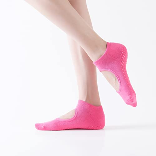 Image of Yoga Pilates Toe Socks Toeless Socks with Grips for Women Non Slip Cushioned Low Cut Ankle Socks for Dance