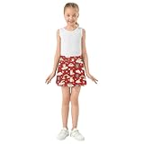 Jupes 2 en 1 avec short : la jupe pour filles a l'apparence d'une jupe courte avec short intégré sans couture pour éviter de se déshabiller pendant la gymnastique, le tennis ou les spectacles de danse. Le mélange de polyester et d'élasthanne extensible assure un mouvement sans restriction.