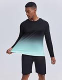 PINSPARK Męski sportowy T-shirt z długim rękawem, UPF50+ochrona przed promieniowaniem UV, ochrona przed słońcem, koszulka funkcyjna, szybkoschnąca, oddychająca koszulka treningowa, koszulka do