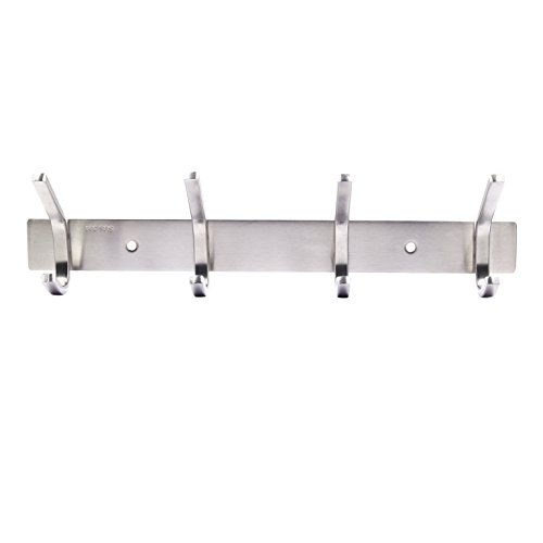 Webi C-Cbg04 Heavy Duty Stainless Steel 304 Hook Rail Coat Rack With 4 Hooks, Satin Finish, Great Home Storage & Organization For Bedroom, Bathroom, Foyers, Hallways #TOP1