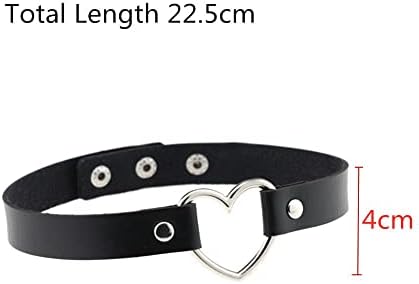NA 3 Pieces Heart Leather Choker Vintage Choker Adjustable Leather Choker for Women Lady Teens Girls