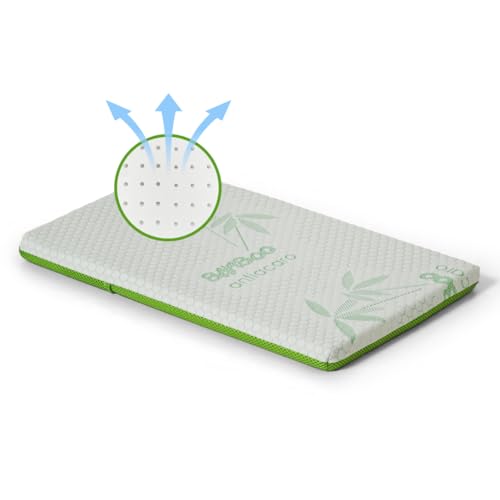 EPSELIA Cuscino Lettino per Bambini in BAMBU' BIO Antisoffoco Ergonomico, Traspirante tessuto Air 3D cm 32x52 H4, Sfoderabile, Struttura in Poliuretano con Fori CertiPUR™ OEKO-TEX®