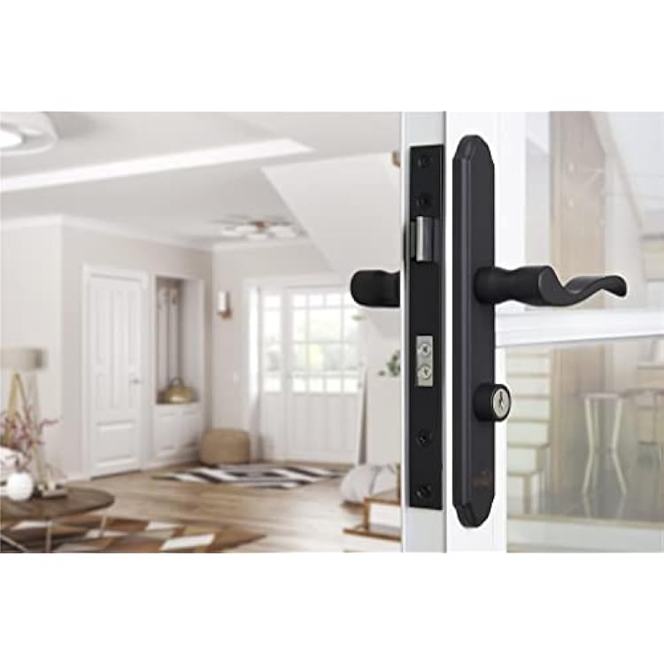Wright Products - Serenade Mortise Keyed Lever Mount Latch with Deadbolt for Screen and Storm Doors, Matte Black (Transitional, Black)