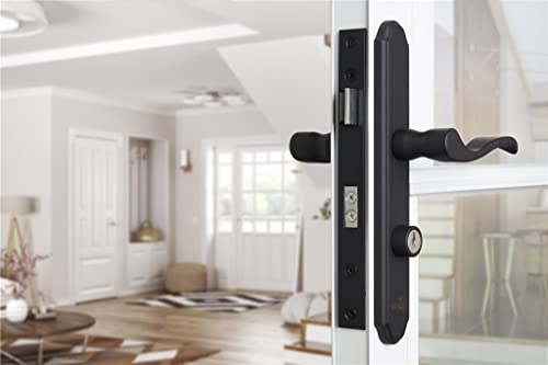 Wright Products - Serenade Mortise Keyed Lever Mount Latch with Deadbolt for Screen and Storm Doors, Matte Black (Transitional, Black) by Wright Products - Image 2