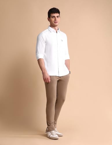 Image of U.S. Polo ASSN. Solid Tailored Fit Cotton Shirts for Men - Full Sleeve Mens Casual Shirts
