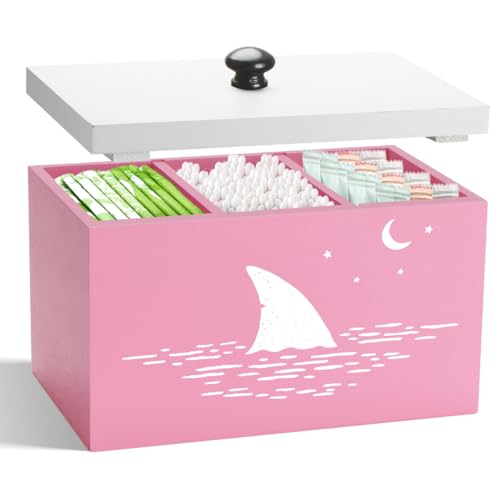 Tampon Holder for Bathroom,Pink Feminine Product Organizer,Girl Stuff Box for Bathroom,Pad and Tampon Organizer for Bathroom,Pad Holder for Bathroom,Shark Week Bathroom Organizer,Bathroom Accessories