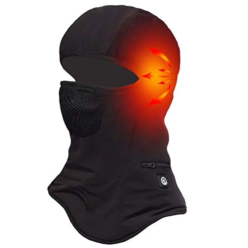 Sun Will Batterie Cagoule Masque Facial Femmes Hommes Coupe-Vent Chapeau Chauffant pour Ski extérieur Cyclisme Moto Capuche Thermique Hiver Couverture Chaude