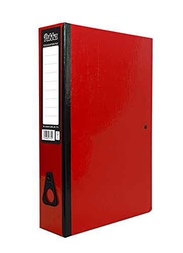 Pukka Foolscap A4 Glossy Box Files with Document Clip & Push Lock School Work Office 70mm Spine File Organiser (Red)