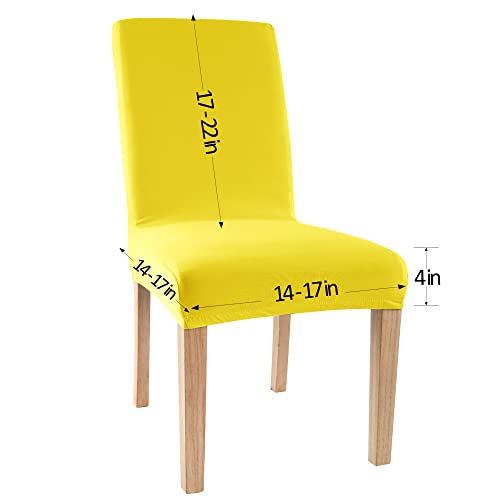 Obstal Stretch Spandex Dining Room Chair Covers – Set Of 4 Universal Removable Washable Chair Seat Slipcovers Protector For Kitchen, Ceremony, Wedding, Banquet, Hotel And Party, Yellow #TOP1