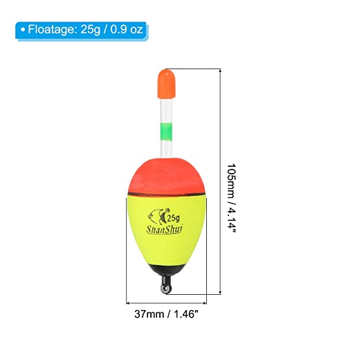 PATIKIL 0.9oz Fishing Bobbers, 10 Pack EVA Fishing Float for Saltwater Freshwater Fishing Yellow - Image 2