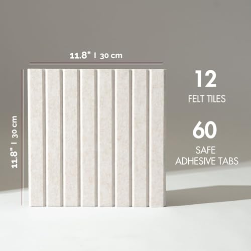 VIVELDA Large Bulletin Board 48"x36" - Office Wall Organizer, Replace your Old Cork Boards for Walls for Office Decor -12-pack Felt Wall Panels to Use in Home Office Decor, Classroom Decor (Limestone)