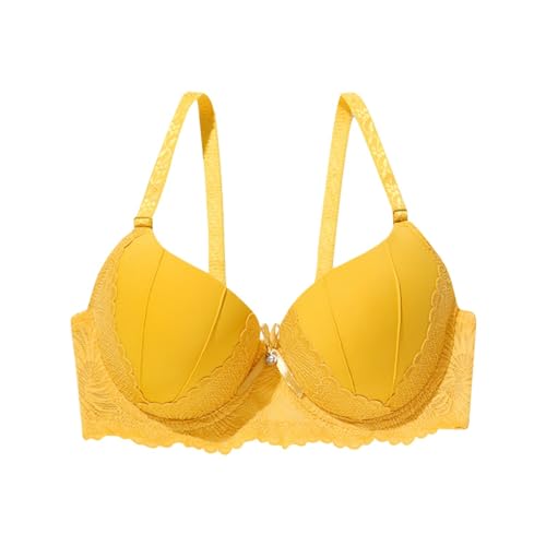 Sujetador deportivo push up con encaje multicolor para realzar el busto pequeño en amarillo 2