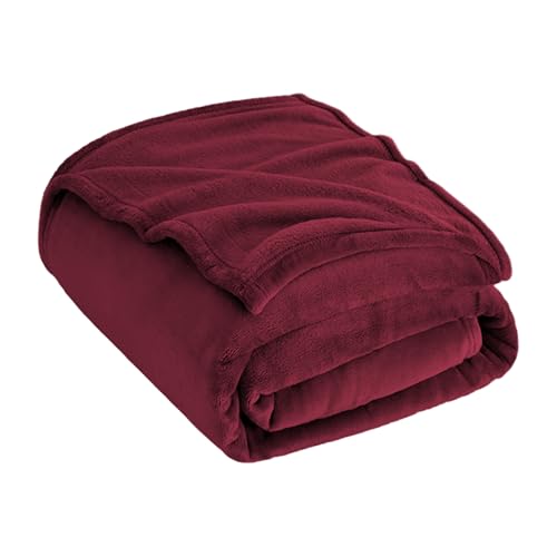 H HANSEL HOME Manta de Franela 130x160cm para Sofá Extrasuave al Tacto, Manta Sofá Microfibra, Manta Polar para Cama, para Toda Estación - Rojo