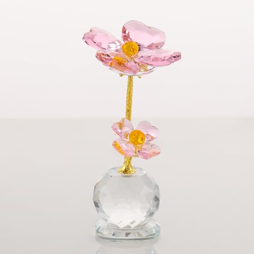 Pleadeliy 幸運を呼ぶクローバー K9クリスタル 四つ葉のクローバー置物 開運グッズ 希望と幸せのシンボル 卓上インテリア・ギフト ギフトボックス クロス カード付