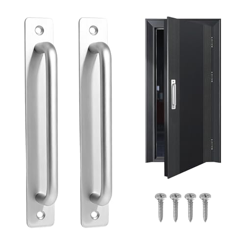 Horktrust Tirador Puerta Corredera 180mm, 2 Unidades – Tirador Visto de Aluminio Plata con Distancia de Agujeros 160mm, Maneta para Puertas, Armarios y Muebles