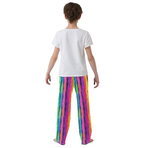 Pajama Pants Rainbow Colored Strips PJ Bottoms Sleepwear Lounge Sleep Pant with Pockets3
