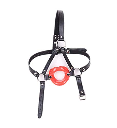 Wsibwinde Black Leather Fun Open Mouth G-Ag Happy Playing (Red)