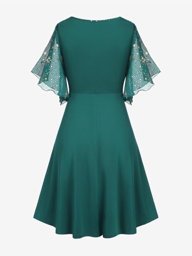 Image of Rosegal Plus Size Women Sparkly Star Print Cocktail Dress with Pocket