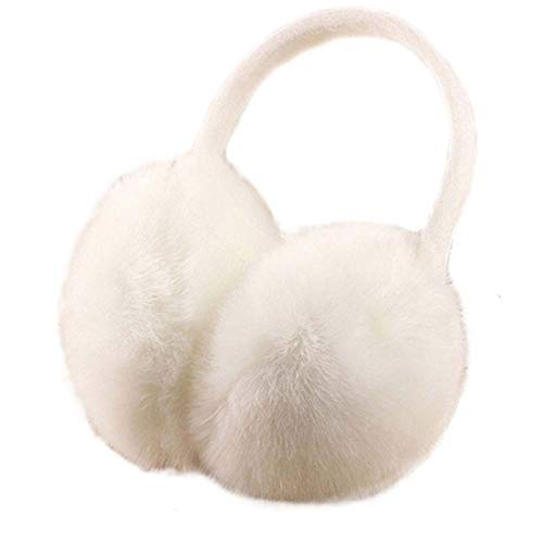 Pusheng Womens/Girls Cute Warm Faux Furry Earmuffs Winter Outdoor Adjustable EarMuffs (White)