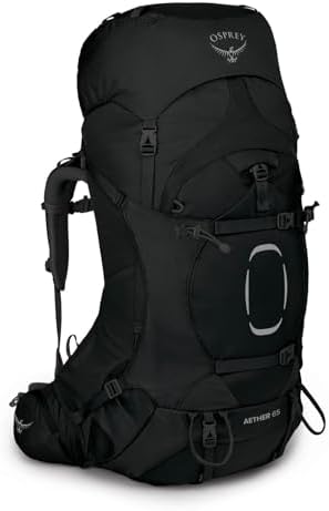Osprey Aether 65L Men's Backpacking Backpack, Black, S/M