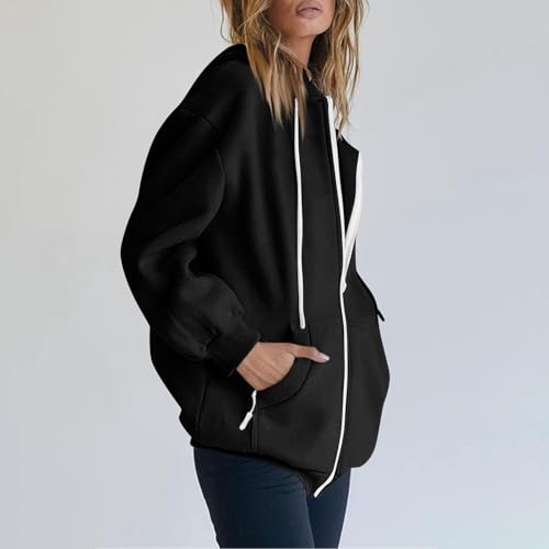 Womens Drawstring Zip Up Hoodies Oversized Sweatshirts Fall Fashion Outfits Casual Jackets Winter Clothes4