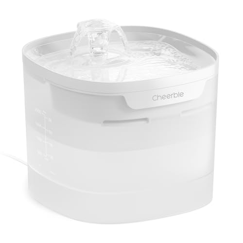 Cheerble Pumpless Cat Water Fountain, 2L/67oz Automatic Pet Fountain, Elfin E1 Lite Cat Fountain for Drinking, MagDrive™ Technology, Continuous Flow Mode, BPA-Free (White, E1 Lite)