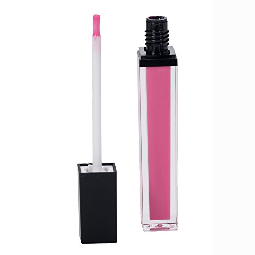 Moisturizing Lip Gloss: Lucite Square Bottle with Black Matte Cap and Brush Applicator Set - Clear, Natural, and Sensational Look - Women and Girls. By Jill Kirsh Color (Cotton Candy)
