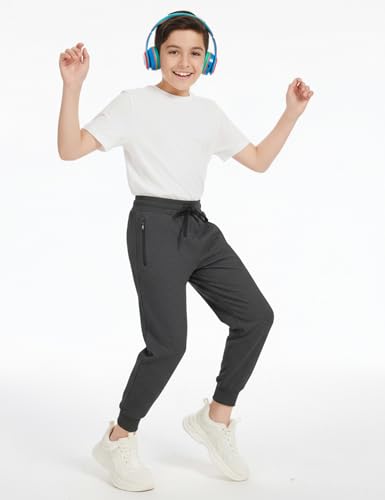 Gihuo 3 Pack Boys Sweatpants Athletic Workout Kids Jogger with Zipper Pocket Drawstring Active Casual Soft Jogging Sweat Pant4