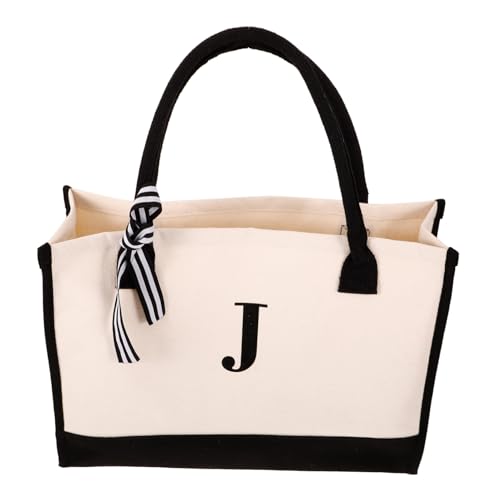 ORFOFE Bolso Tote de Lona Grande Capacidad Diseño Casual con Estampado de Letras Bolsa Práctica para Playa y Compras para Mujeres