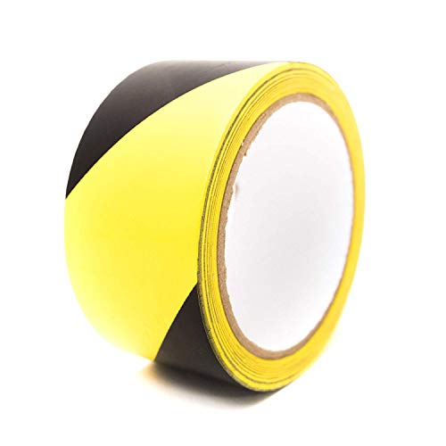 Bertech Black/Yellow Safety Warning Vinyl Tape, 4" Wide x 54 Feet Long