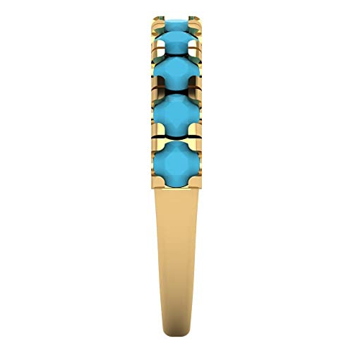 Clara Pucci 1 ct Brilliant Round Cut Simulated Turquoise 14k Yellow Gold Bridal Engagement Wedding Desginer Stackable Band3