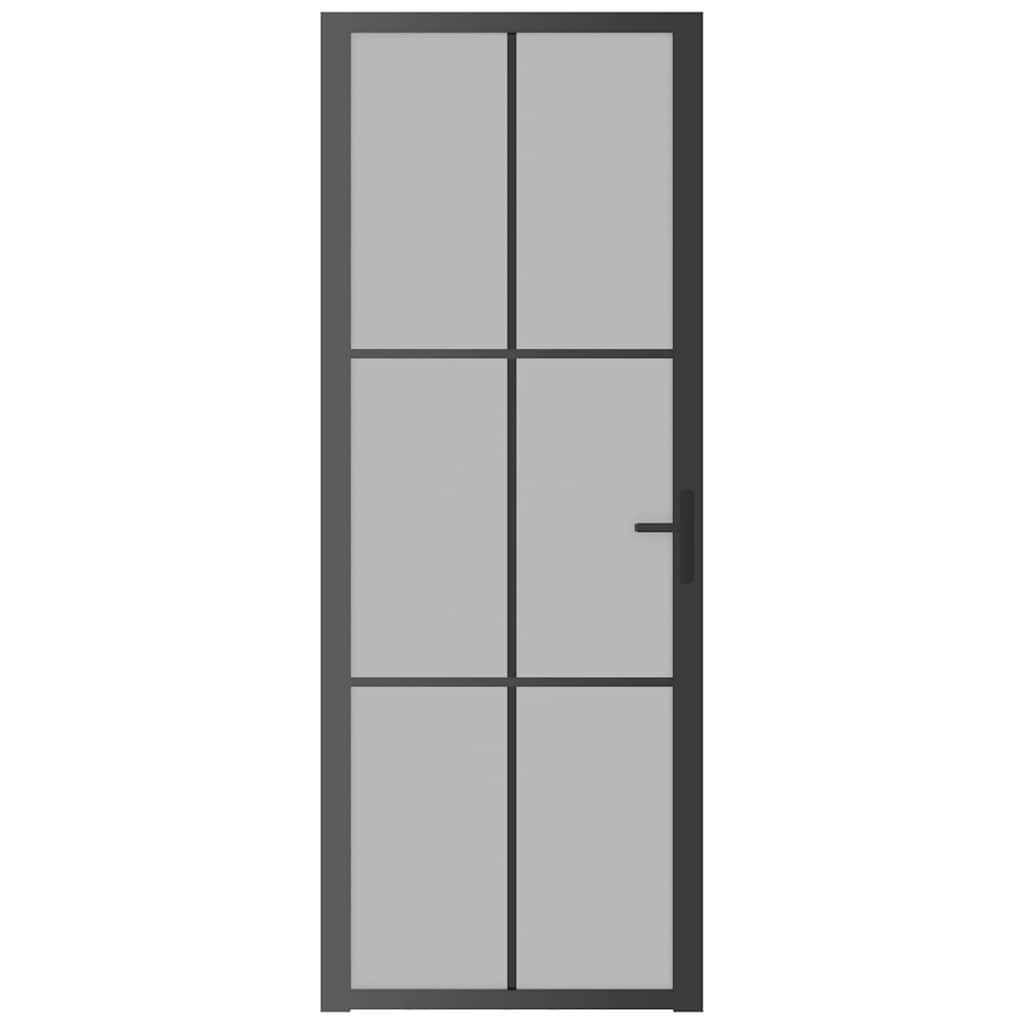 vidaXL Porte Intérieure Porte Vitrée Porte à Panneaux Chambre à Coucher Salle de Bain Maison 76x201,5 cm Noir Verre Mat et Aluminium