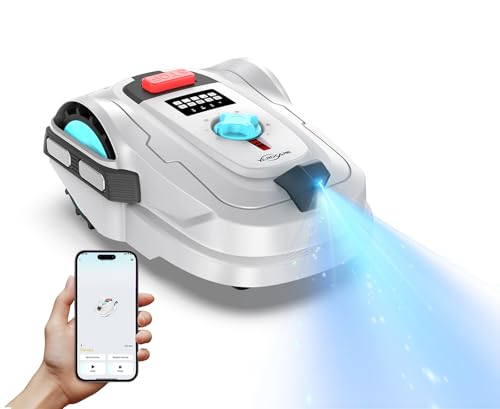 YARDCARE M800Plus Robot Cortacésped sin Cable Perimetral, 800 m², Posicionamiento GPS + Visión IA, Robot Cortacésped sin Cables, Modo de Corte en U, Detección de 150 Obstáculos, Carga Automática, App