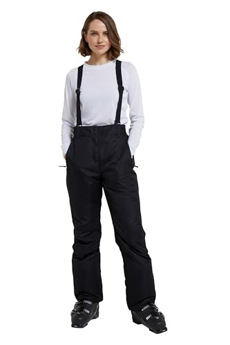 Mountain Warehouse Moon Womens Ski Pants - Isotherm Microfibre Insulated & Snowproof Trousers Adjustable Waist & Detachable Braces - for Skiing Snowboarding Black Womens Size 16