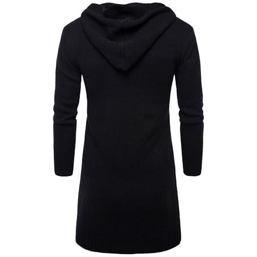 Men's Long Open Front Cardigan Sweater Lightweight Hooded Thick Knitted Sweaters with Pockets2