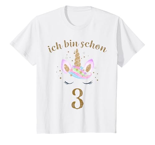 ich Bin Schon 3 Geburtstagsshirt Einhorn 3 Jahre Mädchen T-Shirt