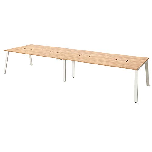 プラス Garage オフィスデスク MRフリースタイルデスク スタンダード 幅480cm 奥行120cm 配線収納付 天板ナチュラル 脚ホワイト 604840