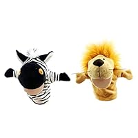 SHITOOMFE 2Pcs Cartoon Animal Hand Puppets Plush Hand Puppet Zebra Plush Puppet For Nursery School Performance Parent-Child Educational Toy for Children, Yellow And Black