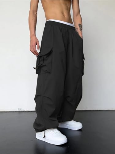 Image of GRECIILOOKS Men's Regular Fit Low Rise Cargos Trousers | Baggy Cargo Pants for Man | Loose Fit | Treck Pent with Multiple Pockets (Available in Plus Size)