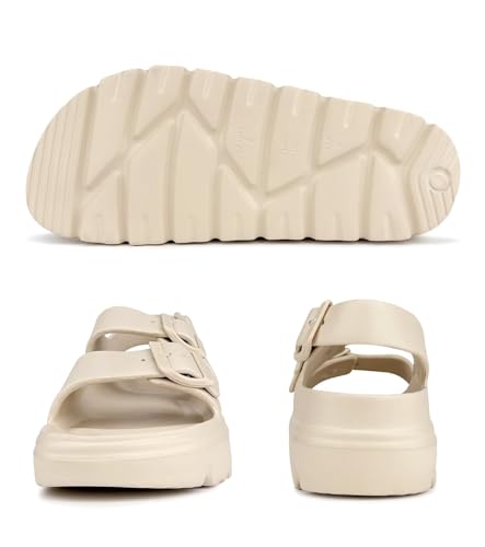 Image of Haifago Womens Platform Sandals with Arch Support, Summer Beach Slides with Adjustable Buckle, Comfort Lightweight Chunky Cushion Slip on Sandal
