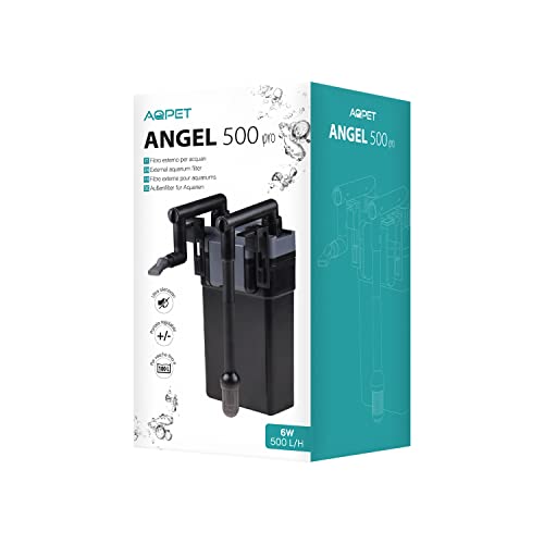 AQPET Angel 500 PRO Filtro Esterno per Acquari Fino a 100 Litri Completo di Spugne e Materiale Filtrante, Grigio