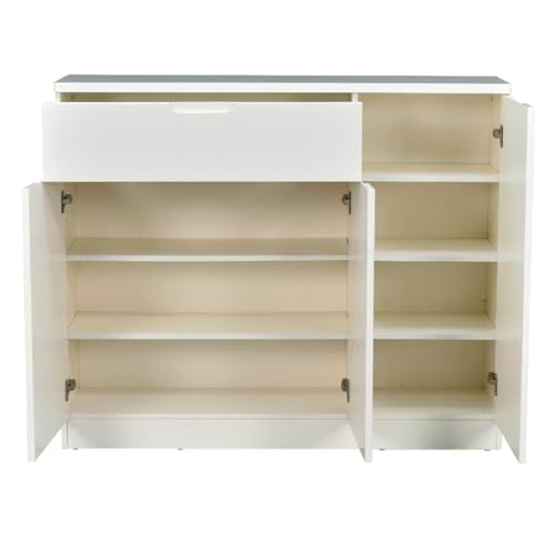 Image of Royaloak Rome Italian Shoe Rack | Elegant 3-Door Wooden Shoe Cabinet with 2 Drawers | Stylish Storage Organizer for Shoes | Space-Saving Footwear Rack | Durable and Functional Shoe Rack for Home