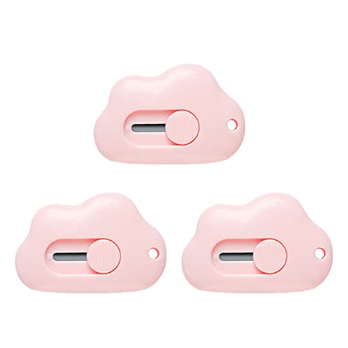 IUNSER Universalmesser in Wolkenform, einziehbar, tragbar, Mini-Messer zum Verpacken von Briefumschlägen, Briefkastenschneider mit Schlüsselbundlöchern, 3 Stück Besteck Messerset (A, One Size) Cover