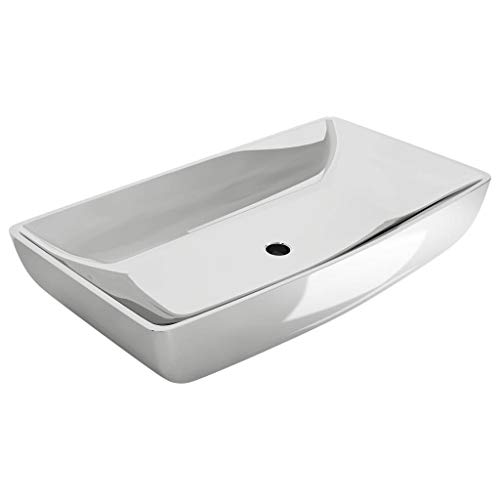 洗面台 71x38x13.5 cm セラミックシルバー、カウンタートップシンク、洗面所用洗面化粧台キャビネット、バスルーム用小型クローク洗面台