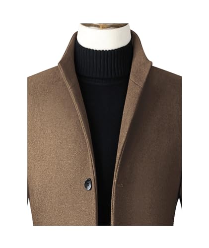 Image of SOMTHRON Men's Trench Coat Wool Blend Slim Fit Top Coat Single Breasted Business Overcoat