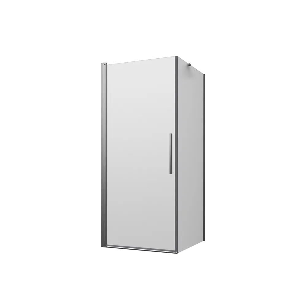 Box doccia 80x80cm con apertura a battente e parete fissa, profili cromati e vetro da 6mm opaco h195 | Elba