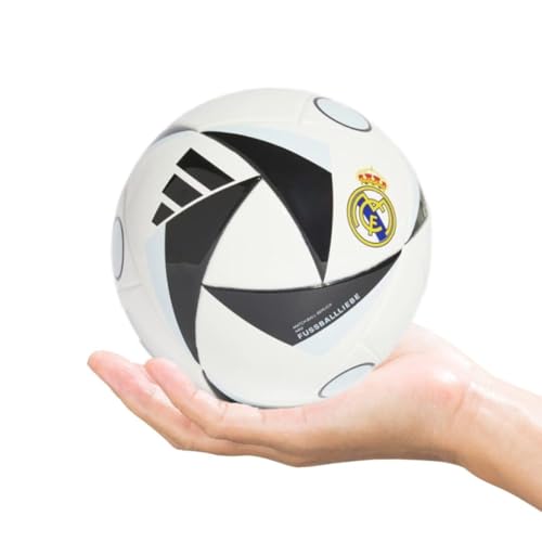 adidas Mini balón de fútbol del Real Madrid para Adultos, Unisex, Color Blanco/Negro/Tinte Cielo, 1 Unidad