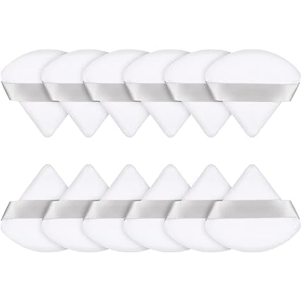 Image of Triangle Powder Puff Face Cosmetic Powder Puff Washable Reusable Bake Loose Powder Cosmetic Foundation Sponge Mineral Powder (6 Pcs White Triange Puff)