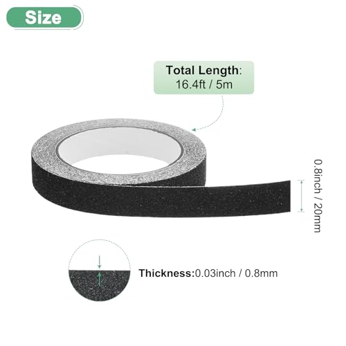 Image of M METERXITY 1-Pack Grip Tape, 0.8Inch x 16.4ft /20mm x 5m Anti Slip Traction Tape for Stair Steps /Indoor /Outdoor, Non Skid Adhesive Stair Tread Tape [Black]